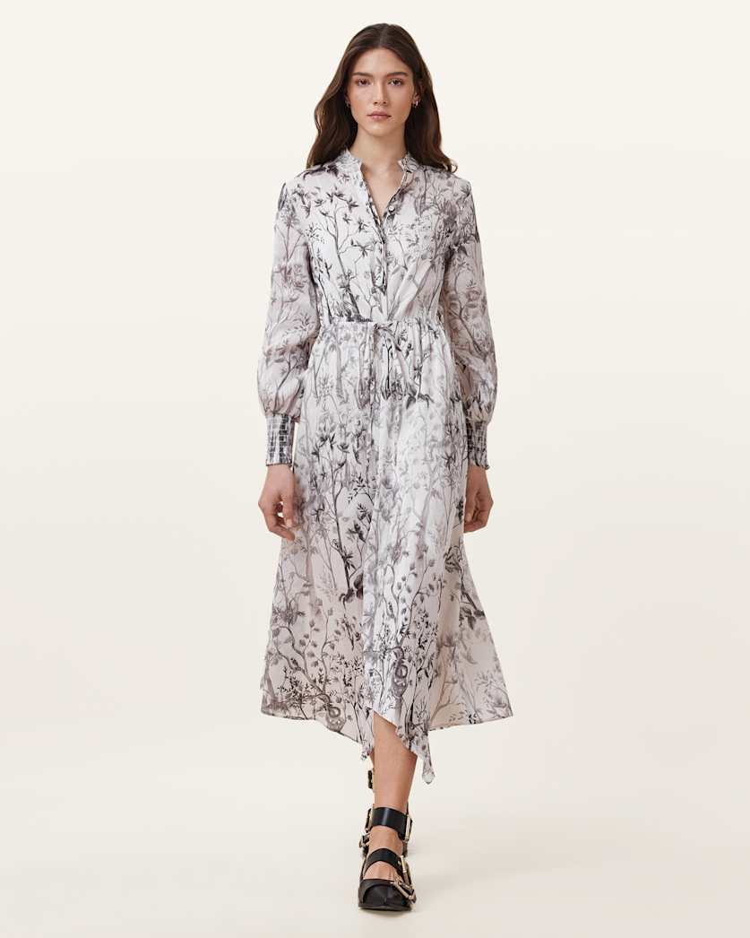 Skylar Long Sleeve Maxi Dress RISE ECRU WHITE | ALLSAINTS US